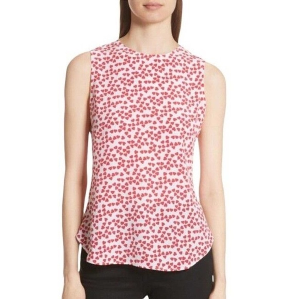 EQUIPMENT red love heart Lyle silk sleeveless top M